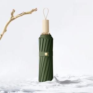 Doux <span class=keywords><strong>vent</strong></span> 16 os semi-automatique pli <span class=keywords><strong>parapluie</strong></span> femmes classique manche en bois noir revêtement tempête Protection extérieur voyage Logo - Product Image 6