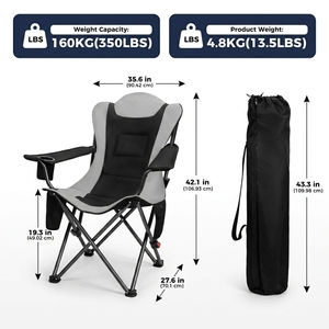 <span class=keywords><strong>Chaise</strong></span> de camping chauffante pliable robuste <span class=keywords><strong>pour</strong></span> l'extérieur, <span class=keywords><strong>chaise</strong></span> de jardin chauffante avec porte-gobelet et poche latérale - Product Image 2