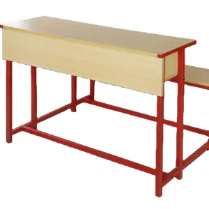 School furniture one piece double desk and chair for adults students