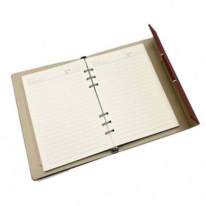 A5 Office Meeting Pu Leather Magnetic Loose-leaf Multifunctional Customized Tri-fold 6 Ring Binder <b>Diary</b> <b>Notebook</b> 100 Sheets - Product Image 2