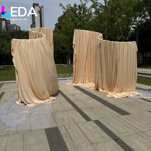 LEDA Hot Sale Luxurious Wavy Curved Iron Metal Background <b>Stand</b> With Silk Cloth For Wedding Events Decoration - Product Image 6