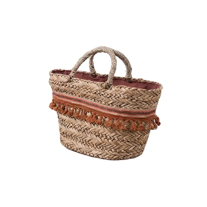 OEM Hand Craft Seagrass Basket Storage Bag With Handle