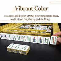Jeu de Mahjong en cristal massif épaissi, anti-décoloration, avec caractères sculptés, pour les rassemblements de Mahjong sur table de club classique