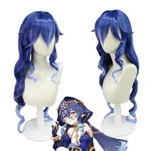 Game Genshin Impact Cosplay Costumes Halloween Keqing Ponytails Mixed Blue Cosplay