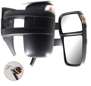 Nuevo Cristal de Espejo Lateral Delantero de Repuesto XMAXVISION, Calefactable, con Intermitentes, Convexo, Brazo Largo, Negro, 1 Año de Garantía para Uso Diario - Product Image 3