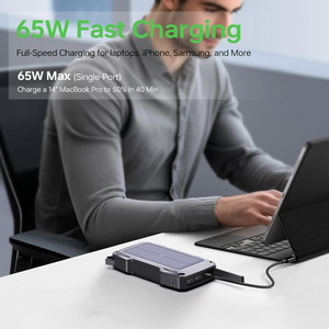 Offres de batteries externes : Batterie externe <span class=keywords><strong>solaire</strong></span> portable 65W à charge rapide 50000mAh avec charge sans fil 15W et système d'alerte de sécurité - Product Image 2