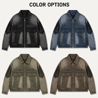 Veste zippée personnalisée IKDEER, dégradé noir, détails brodés, multi-poches, pour un style urbain tendance au quotidien