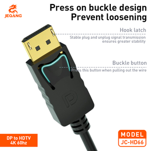 <span class=keywords><strong>Cable</strong></span> JC-HD66 4K DP a HDTV con Revestimiento de PVC Chapado en Oro, Compatible con Computadora, TV, Proyector, Consola de Juegos y Más - Product Image 3