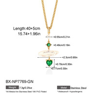 Collier en acier titane zirconium en forme de cœur avec perle d'eau douce, accessoire en acier inoxydable plaqué or 18 carats