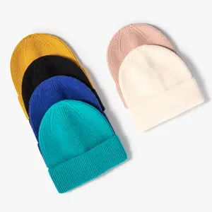 男帽帽女式针织袖口暖冬帽子丙烯酸罗纹男女皆宜的每日头盖帽
