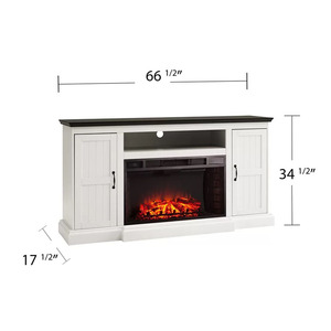 Ferme Moderne Bois <span class=keywords><strong>Scandinave</strong></span> Cheminée Media Console Table TV Stand avec Portes d'Armoire - Product Image 3