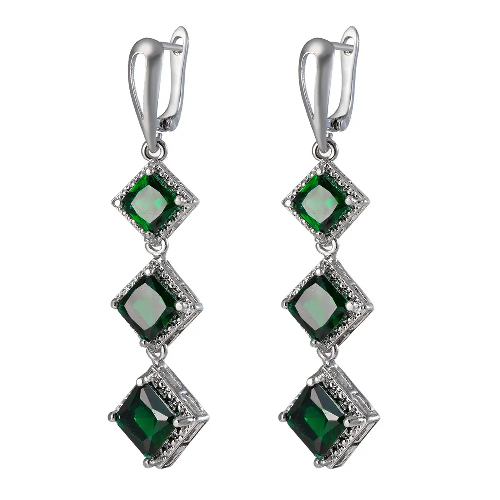 Fashion luxury CZ Zirconia Turquoise Waterdrop earrings wholesale green wedding women Crystal Long earrings jewelry