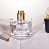 Botol semprotan parfum kaca silinder, semprotan botol parfum kaca bulat kosong 30ml 50ml 100ml dengan tutup hitam