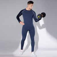 RUIQUWIN Ensemble de compression à séchage rapide et élastique pour hommes, couche de base à manches longues et pantalon de course à pied, vêtements de sport d'entraînement au basket-ball