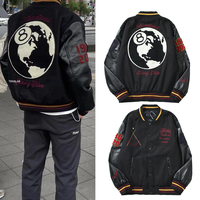Veste de baseball en laine de luxe pour hommes, manches en cuir de haute qualité, veste stéréo à empiècements américains avec LOGO brodé en chenille