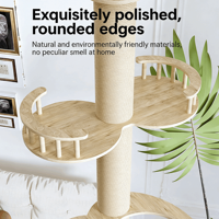 Estructura de Escalada para Gatos de Madera Maciza Ajustable, Columna Engrosada con Montaje por Tensión, Compatible con Techos de 2.2 a 2.8 Metros, Ahorro de Espacio Interior para Mascotas