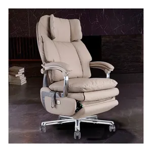 New European Style Design Electric Mechanical Office Recliner Furniture Genuine Leisure Leather Single Modern Revolve Chair