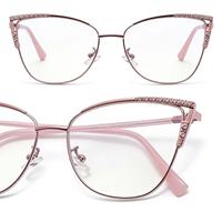 Gafas de Metal Retro Personalizadas, Diseño de Ojo de Gato Dorado, Lentes de Resina Anti-Luz Azul, Tono Neutro Transparente, para Lectura y Uso Diario