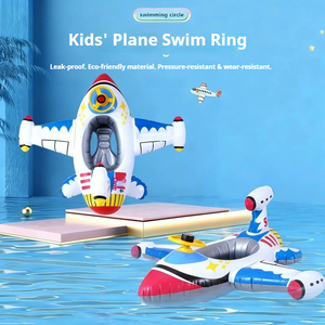 Bouée <span class=keywords><strong>gonflable</strong></span> géante en forme d'<span class=keywords><strong>avion</strong></span> pour enfants avec volant et pistolet à eau, 3 airbags de sécurité - Product Image 4