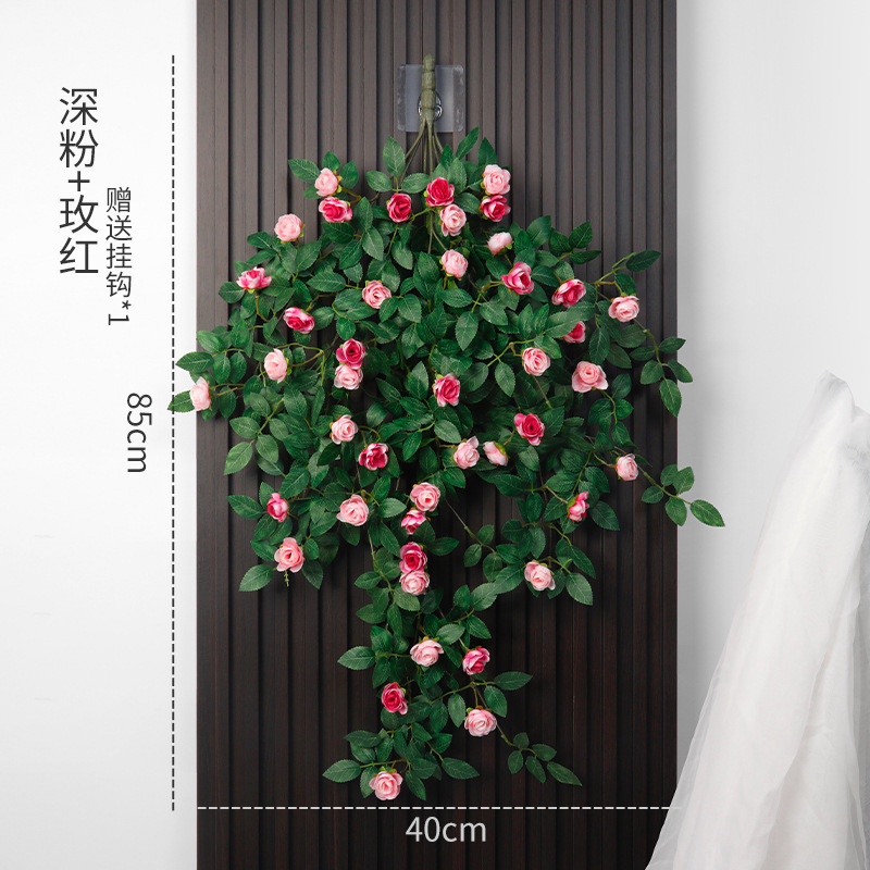Tenture murale rose, double tige simple rose