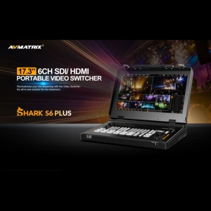 AVMATRIX SHARK S6 PLUS เครื่องสลับวิดีโอ HDMI 6 ช่องสัญญาณ <span class=keywords><strong>4K</strong></span> หน้าจอ 17.3 นิ้ว รองรับเสียง XLR ควบคุม PTZ รองรับการสตรีม RTMP SRT บันทึกข้อมูล SD USB รองรับ <span class=keywords><strong>Chroma</strong></span> <span class=keywords><strong>Key</strong></span> - Product Image 1