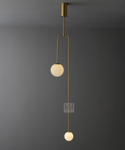 Minimalist Indoor Glass & Brass Globe Pendant Light, Decorative Lighting for Bedroom, Study & Café Chandelier