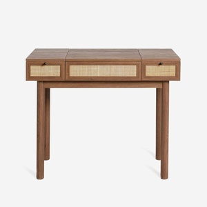Consolle/Tavolo da Trucco in Rattan Effetto Rovere Scuro Giapponese <span class=keywords><strong>Pavia</strong></span> con Cassetti Regolabili, Mobile Contenitore Durevole ed Ecologico per la Casa - Product Image 4