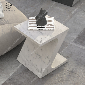 Table d'appoint moderne en marbre en forme de Z pour salon et espaces extérieurs - Product Image 3