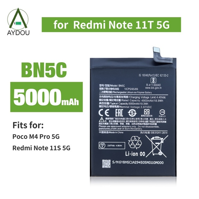 Replacement Battery for Redmi BN5C Redmi Note 11T 5G 5000mAh High Quality Li-ion Rechargeable in Stock Black