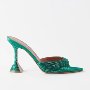 Customized Satin Stiletto Peep <b>Toe</b> <b>Sandals</b> Elegant Rhinestones Breathable Pointed Fish Mouth Comfortable High-Heeled Autumn - Product Image 3