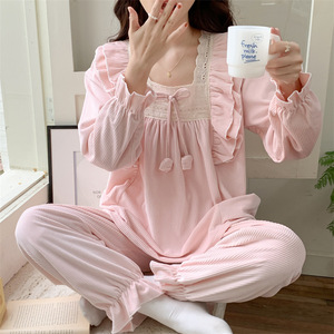 SAMWESTART île velours pyjamas pour femmes automne hiver dentelle chaud à manches longues maison vêtements ensemble peut être porté à l'extérieur - Product Image 2