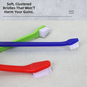 Brosse à dents personnalisable multicolore antibactérienne et écologique pour chiens, chats et petits animaux, double tête, design en plastique - Product Image 4