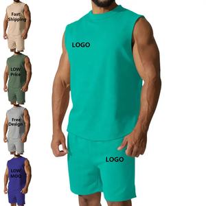 サマースカッシュスポーツウェアカスタムロゴジムタンクトップとショーツツーピースセットトラックスーツ男性用特大ショートセット - Product Image 1