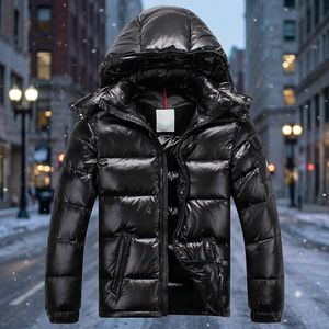 Chaqueta de invierno para hombre, con cuello alto, impermeable, con cierre de cremallera, alternativa a la plumón, ropa exterior con logo personalizado. - Product Image 3