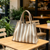 Sac fourre-tout en polyester tricoté, grande capacité avec fermeture à bouton-pression, pour courses, marché, plage, mode estivale, vente au détail