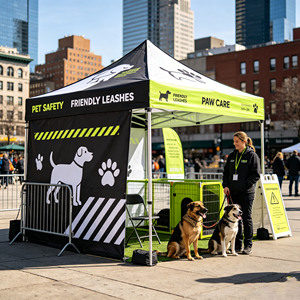 Tenda Gazebo 3x3m Pronta per la Spedizione, Chiosco 10x10 per Donazioni di Cibo per Animali e Registro Volontari per Servizi Pubblici - Product Image 3