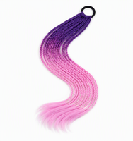 Queue de cheval tressée synthétique ombrée de 24 pouces en fibre haute température avec élastique pour femmes et salons de coiffure - Vente en gros