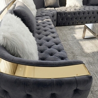 Ensemble de canapés en forme de L modernes et luxueux en velours beige pour appartement, hôtel et villa