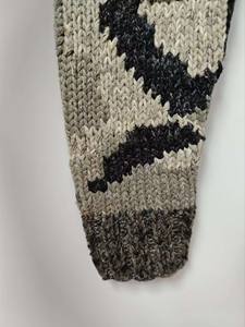 Casual Style Hand-Knit Camouflage Patterned <b>Hooded</b> <b>Cardigan</b> Earthy Neutral Tones with Artisanal Button Front Design - Product Image 5