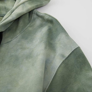 Sweat-shirt à capuche tie-dye pour homme, coupe ample, tricoté, décontracté, pour l'automne, motif vert, manches longues, 100% coton - Product Image 4
