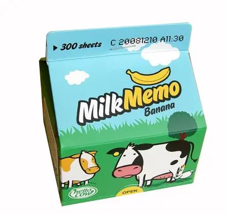 नई आगमन स्टाइलिश नोटपैड ज्ञापन कागज पैड बॉक्स-पैक दूध गत्ते का डिब्बा पैकिंग