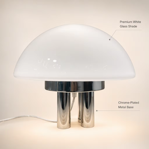 Lampe de table champignon minimaliste au design nordique Bauhaus, abat-jour en verre blanc, pour chambre à coucher, chevet ou bureau, alimentation CC - Product Image 3