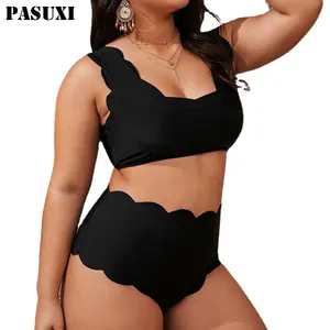 PASUXI New Plus Size Bikini In 2022 Split Spot Printing Fold With Two Bow Tie Halter NO MOQ High Quality Swimwear