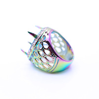 Benutzer definierte Edelstahl Blank Ring halter Retro blenden Punk-Stil Persönlichkeit vier Klauen Herren Ring Fabrik Direkt vertrieb