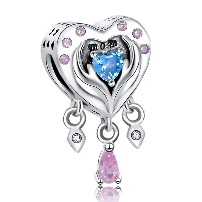 New design wholesale 925 sterling silver love MOM loving heart shaped charming beads mother's gift fine jewelry