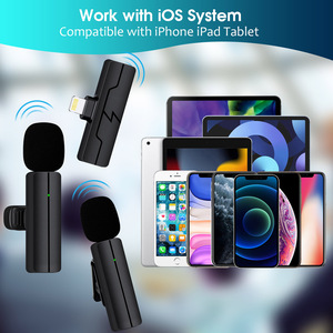 PGDLOF Microphone de cravate sans fil professionnel pour iPhone iPad <span class=keywords><strong>YouTube</strong></span> enregistrement vidéo 2 Clip-on Lav Mic Portable - Product Image 6
