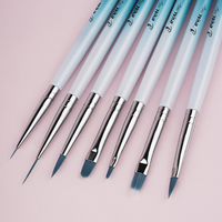 Fournitures pour ongles multifonctionnelles, 7 pinceaux à ongles en acrylique, ensemble de pinceaux à ongles avec manche en acrylique dégradé violet et blanc pour salon de manucure