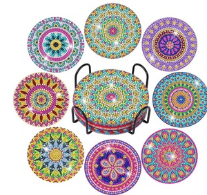 Full Drill Diamond <b>Painting</b> Mandala Flower Coasters Kit 8 Pieces Coasters Diamond Art Kits for Adults - Product Image 1