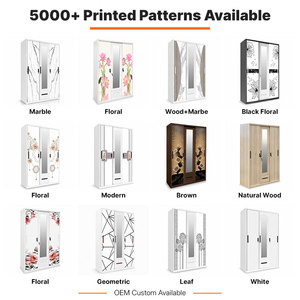 Metal <strong>Wardrobe</strong> for Clothes 3 Door Steel Printed Sliding Cabinet <strong>with</strong> <strong>Mirror</strong> <strong>and</strong> <strong>Drawer</strong> Modern Bedroom Closet - Product Image 3