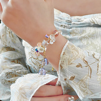Ensemble de bijoux Dopamine haut de gamme, collier ras du cou à pampilles en cristal de fleurs, mode élégante et douce, accessoire pour femmes